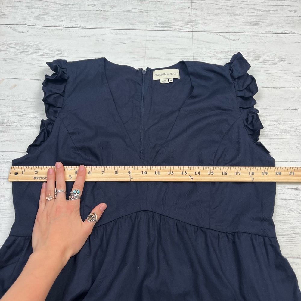 Sachin + Babi Dark Blue Maxi Dress with Light Blue and White Details - Picture 3 of 8